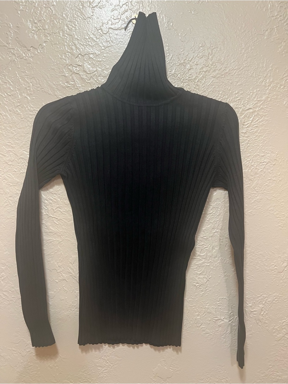 INC International Concepts Black Ribbed Mock Neck Top - Picture 2 of 5